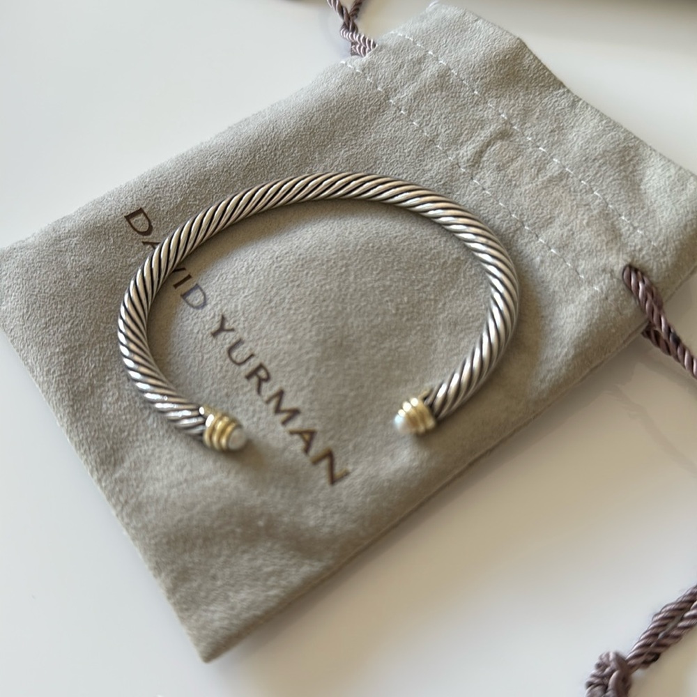 David Yurman Cable Classic Bracelet With Gold and Pearls